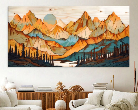 Wall Art Mountain Wall Art Living Room Decor Abstract Mountain Wall Art Texture Print Extra Large Wall Art