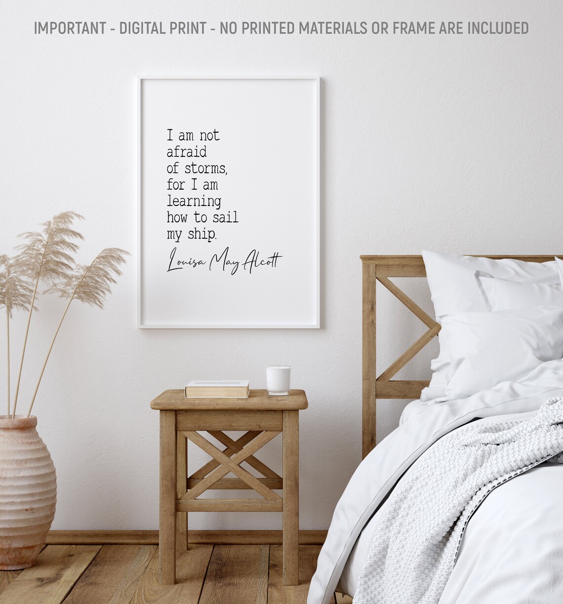 Louisa May Alcott I Am Not Afraid Of Storms Sailing Quote Poster - Image 2