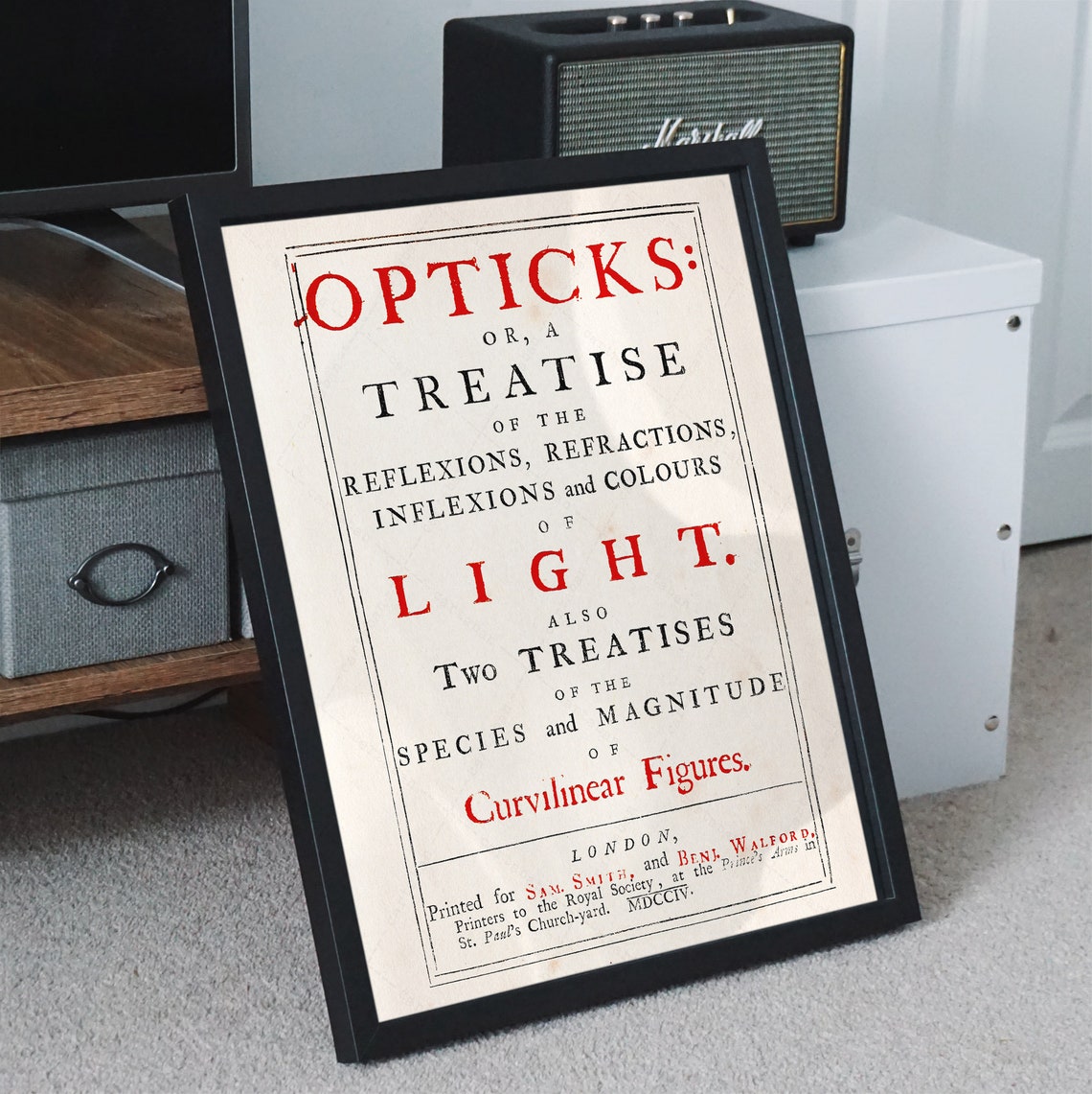 Isaac Newton Opticks 1704 First Edition Title Page Science Art Poster - Image 2