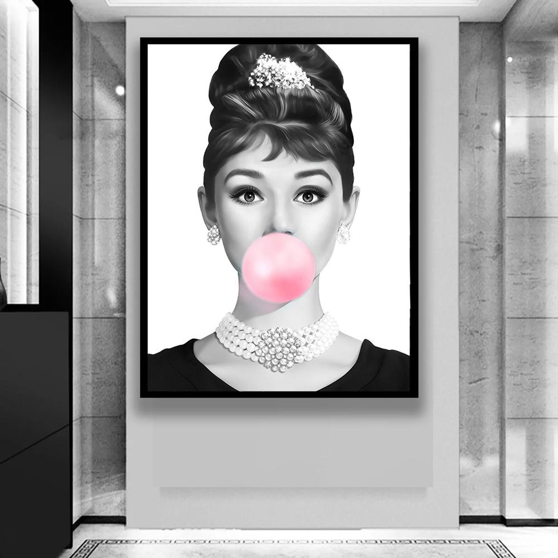 Audrey Hepburn Pop Art Bubblegum Poster Classic Hollywood Icon