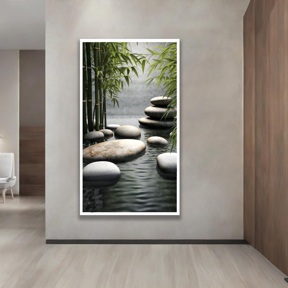 Zen Garden Balanced Stones Bamboo Calm Water Tranquil Poster