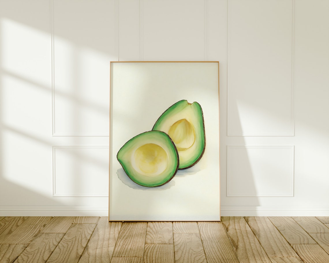 Avocado Illustration, Watercolor Kitchen Art Print - Image 3