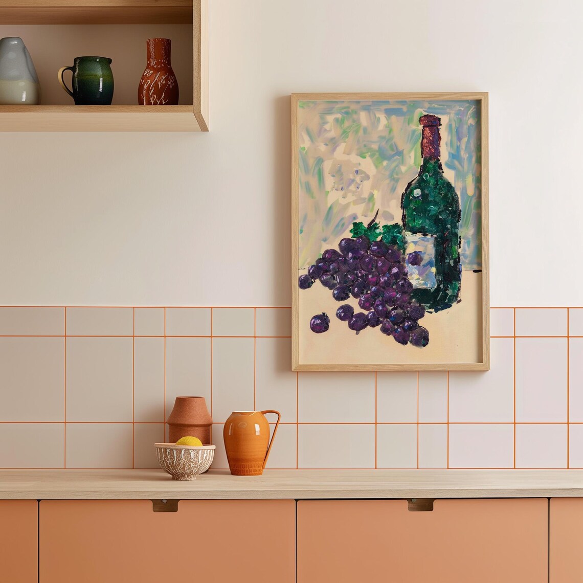 Farmhouse Kitchen Mediterranean Wine Grapes Illustration - Image 2