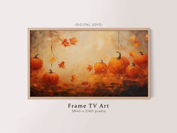 Pumpkin Oil Painting For Frame Tv Farmhouse Halloween Decor