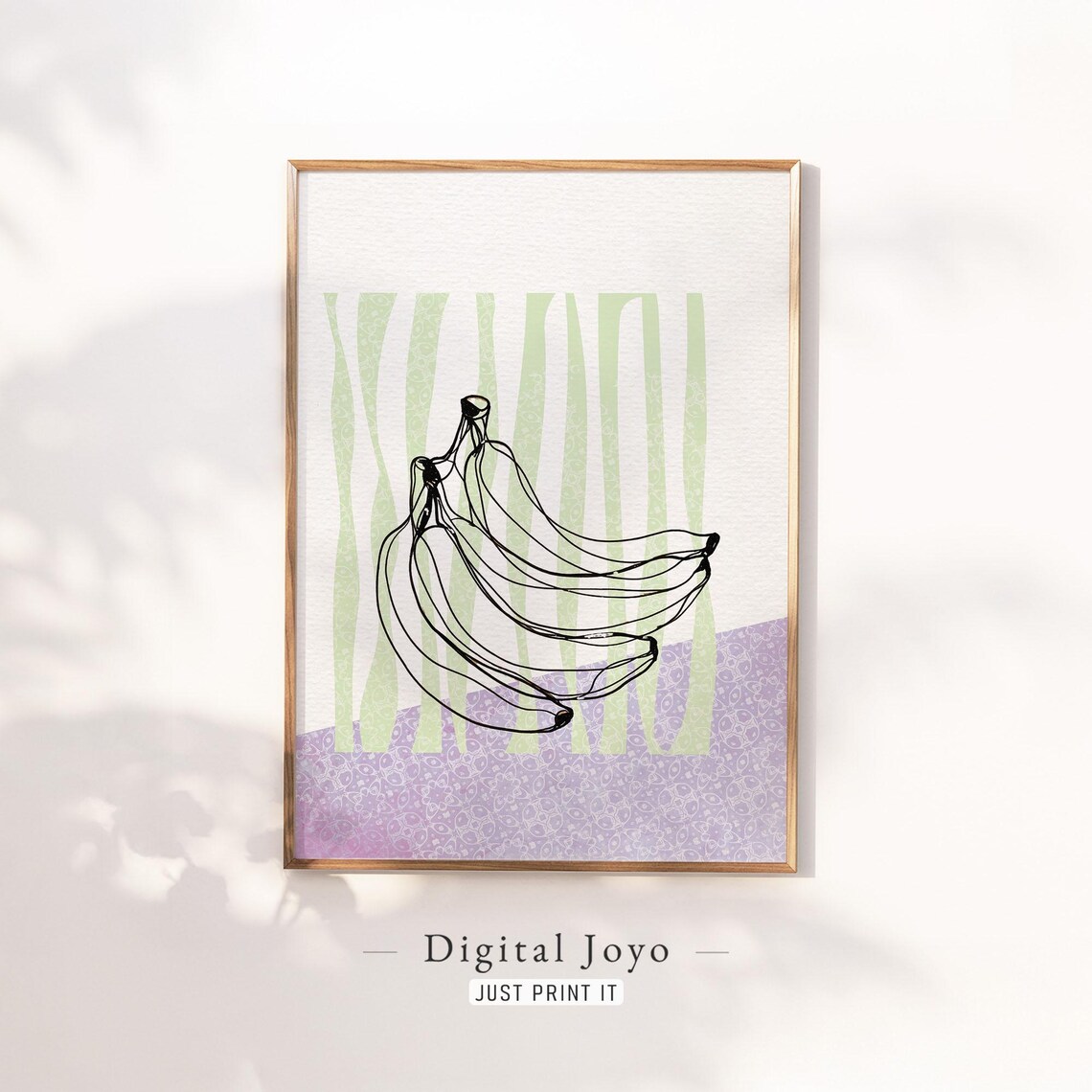 Banana Line Sketch Trio Mint Stripe Modern Minimalist Art Print