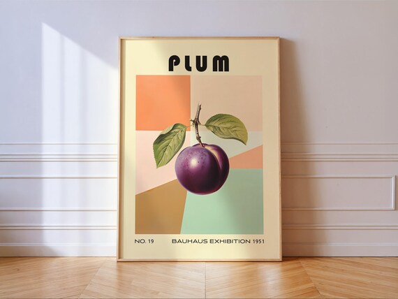 Plum Decorative Kitchen Print Bauhaus Poster Vintage Decoration