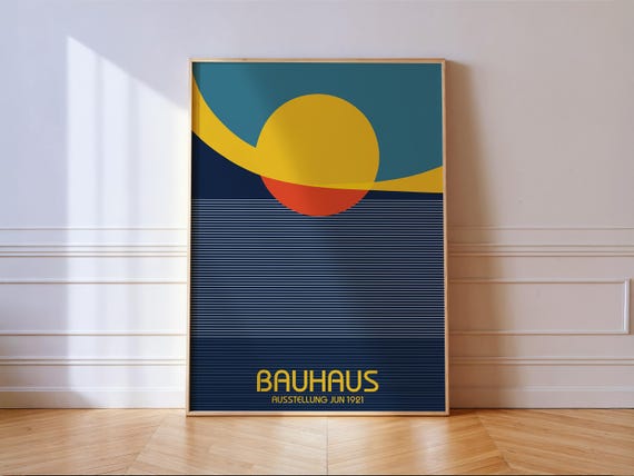 Bauhaus Sun And Lines Abstract Art Print Minimalist Geometric Wall Decor Retro Modernist Design