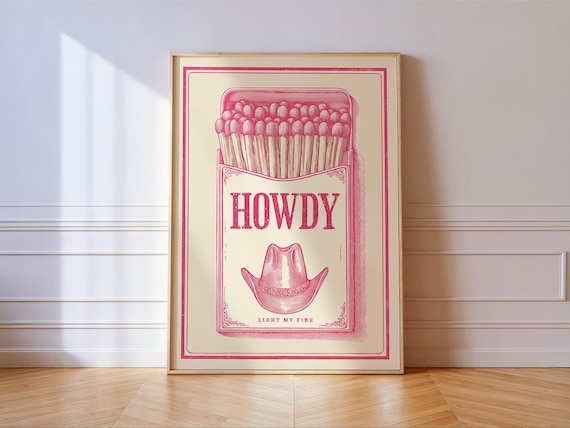 Howdy Matchbox Western Poster Print, Bar Decor