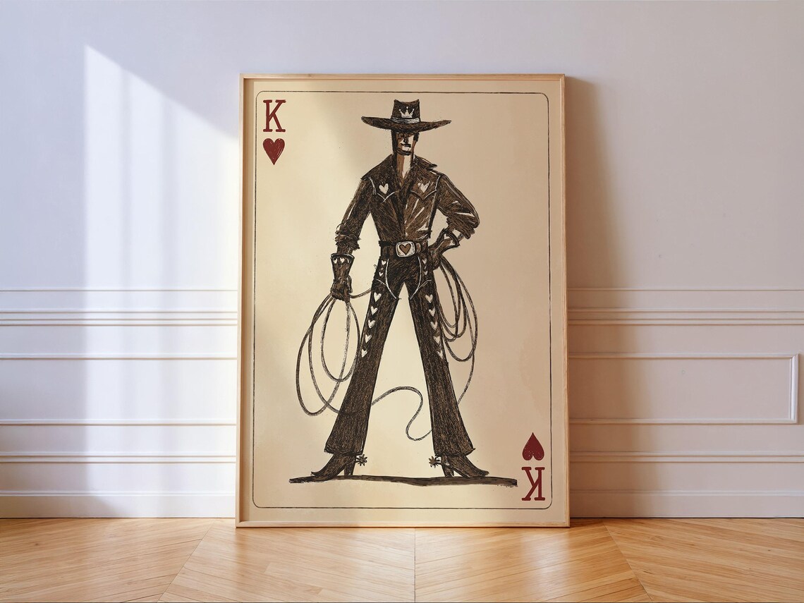 Cowboy King Of Hearts Vintage Western Art Print