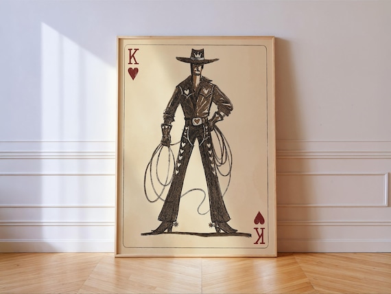 Cowboy King Of Hearts Vintage Western Art Print