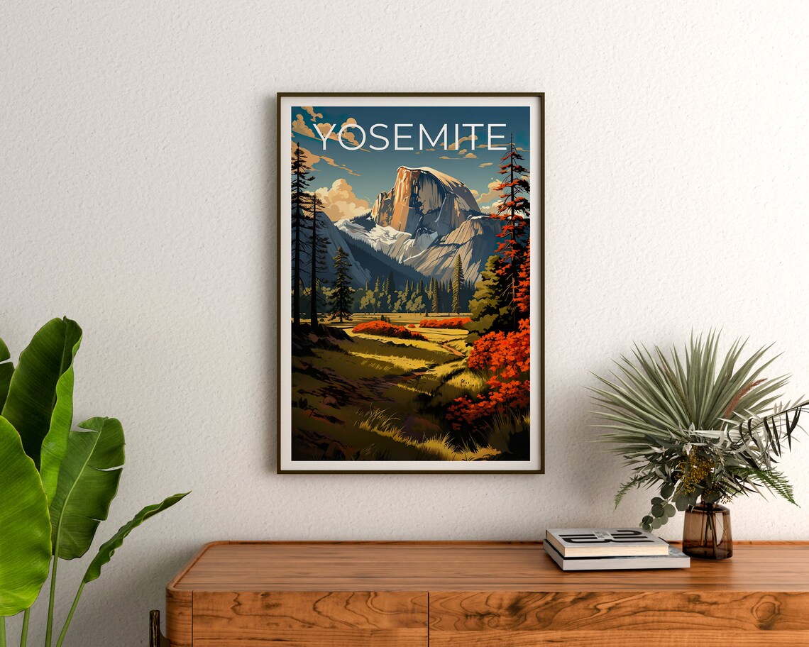 Yosemite Half Dome Travel Poster, National Park Art - Image 3