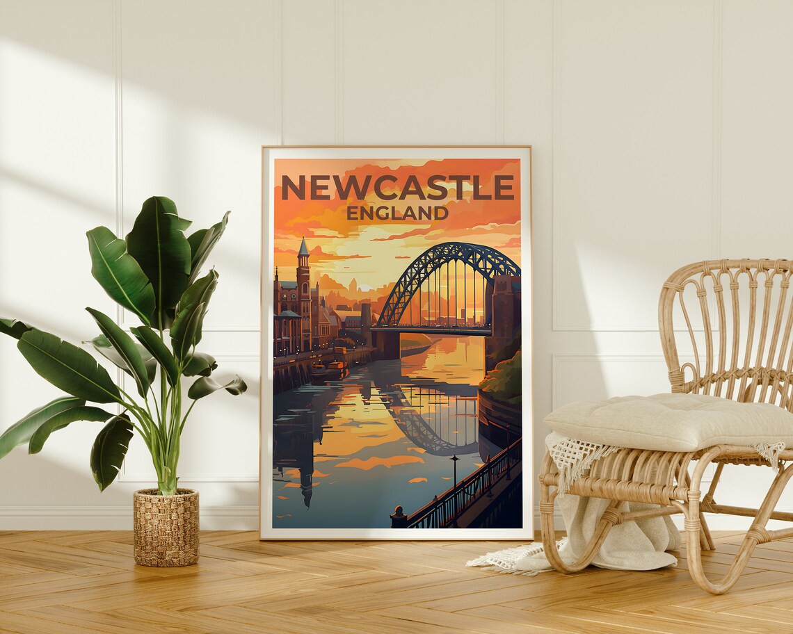 Newcastle Travel Poster, Tyne Bridge Landmark Art Print - Image 2