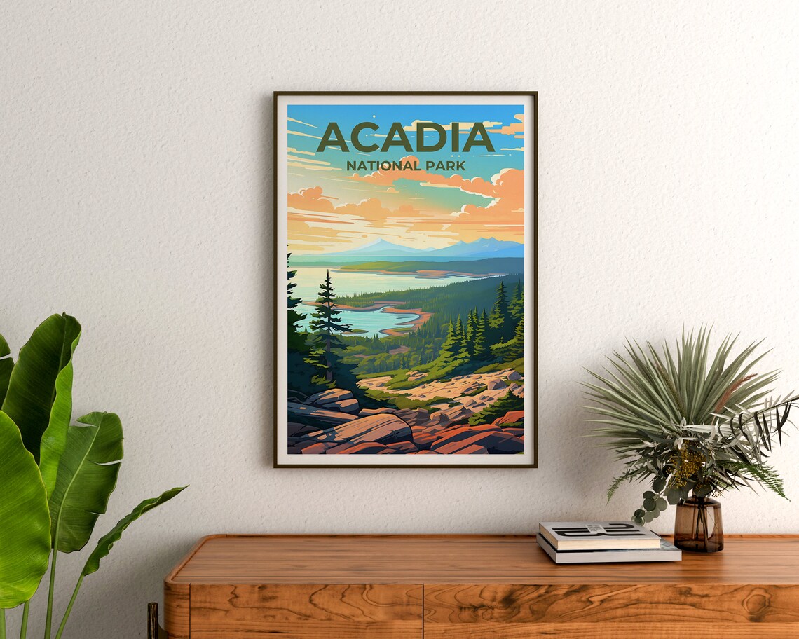 Acadia Travel Poster, Maine Forest Wall Art Print - Image 3