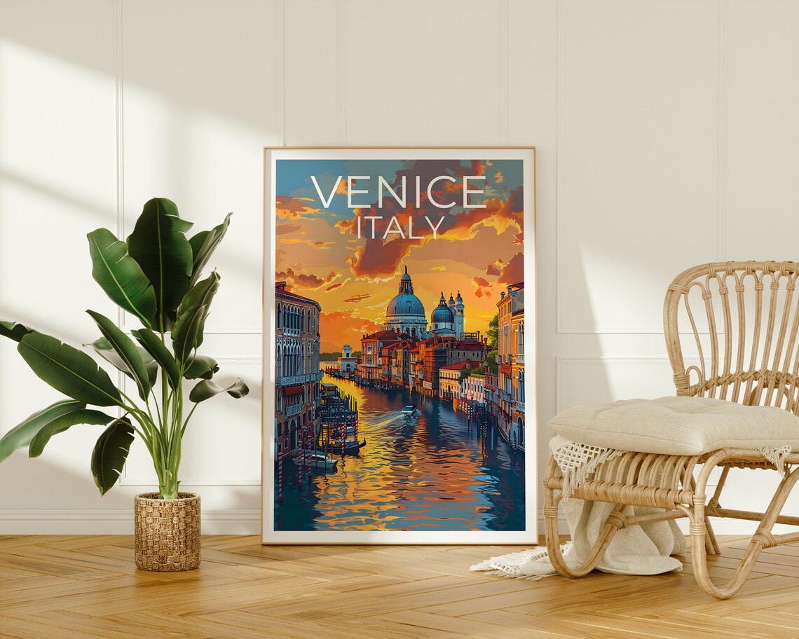 Venice Gondola Travel Poster, Italy Wall Art Print - Image 2
