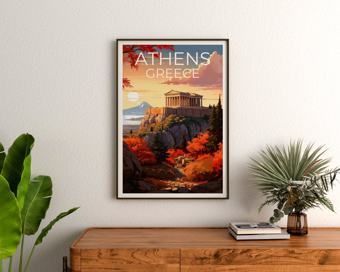 Athens Greece Ancient Parthenon Acropolis Sunset View Poster - Image 3