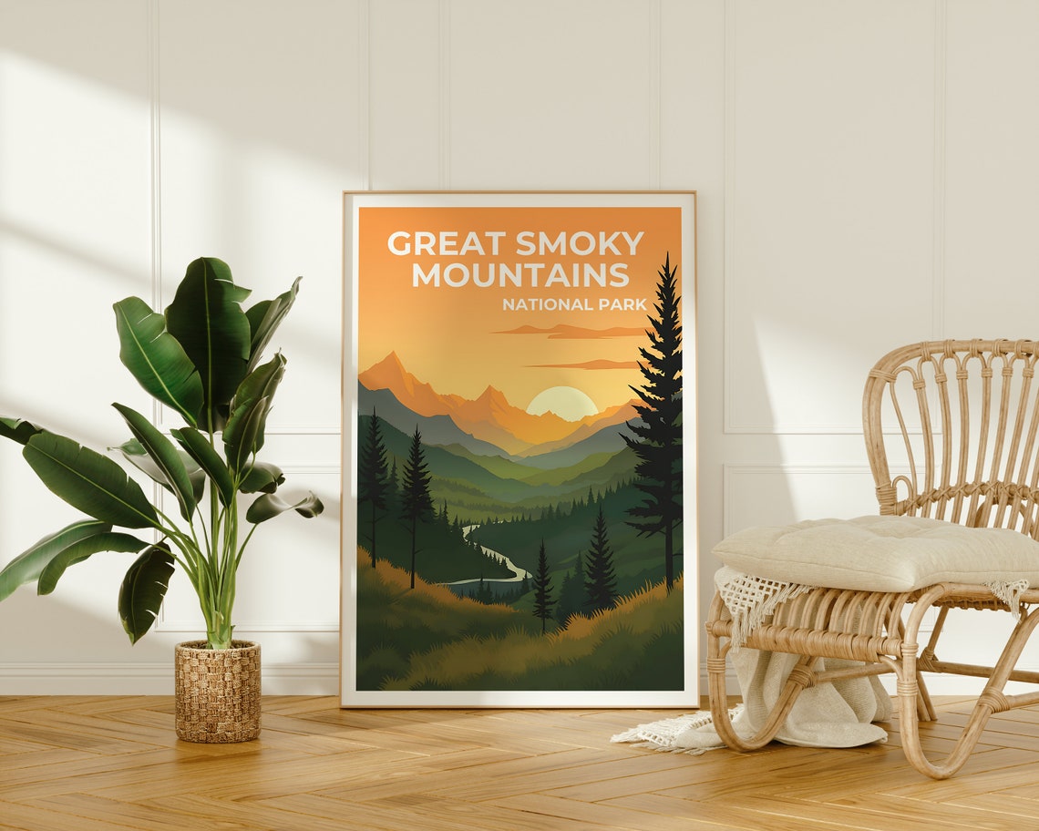 Great Smoky Mountains Poster Mountain Art Tennessee Print Smoky Mountains Poster North Carolina Poster Nature Poster - Image 2
