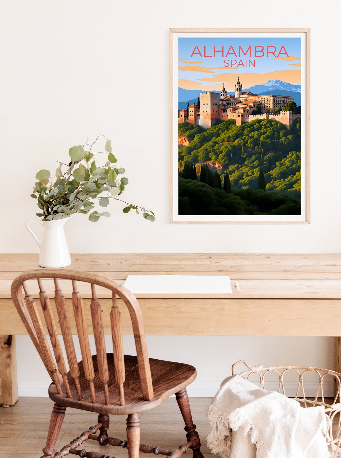 Alhambra Spain Moorish Palace Hilltop Golden Sunset Travel Poster - Image 2