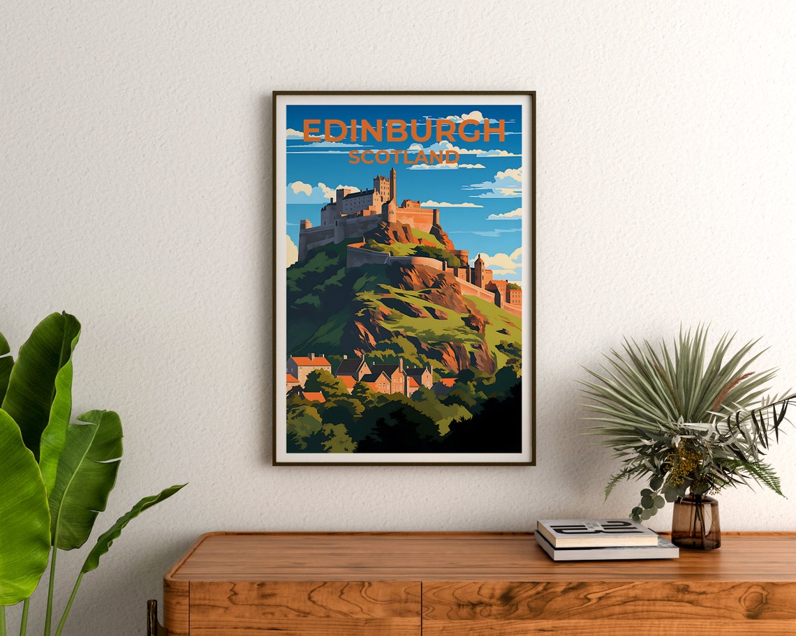 Edinburgh Scotland Castle Hill Historic Old Town Skyline Travel Poster - Image 3