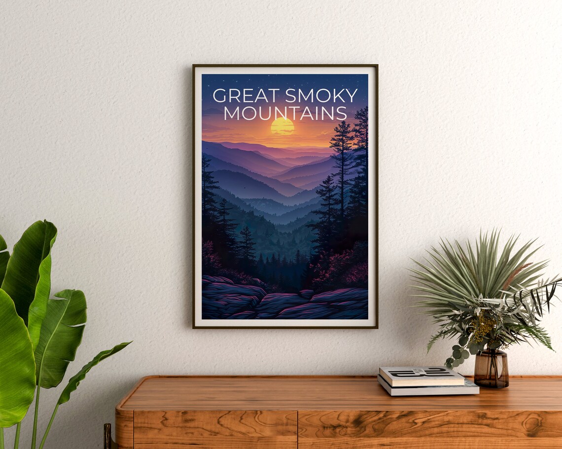 Great Smoky Mountains Travel Poster, North Carolina - Image 3