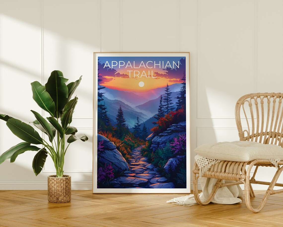 Appalachian Trail Poster Appalachian Trail Print Hiking Gift Appalachia Print Mountain Poster Forest Poster - Image 2