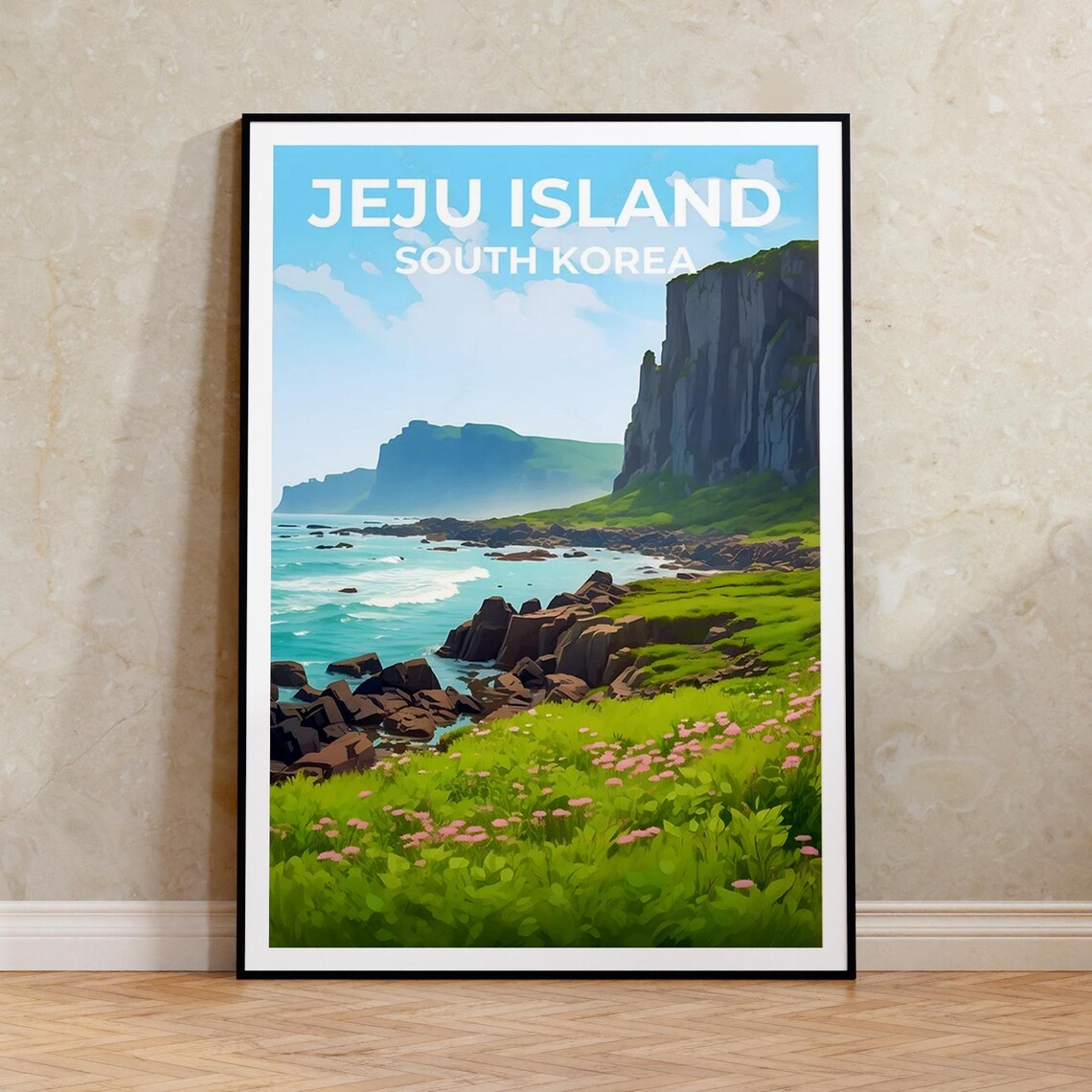 Jeju Island Travel Poster, South Korea Art Print