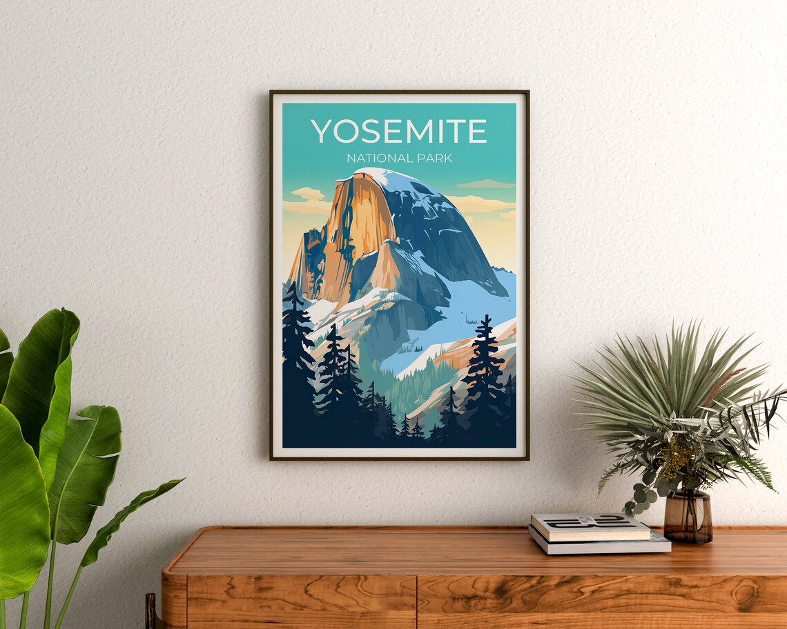 Yosemite Half Dome Travel Poster, National Park Print - Image 3