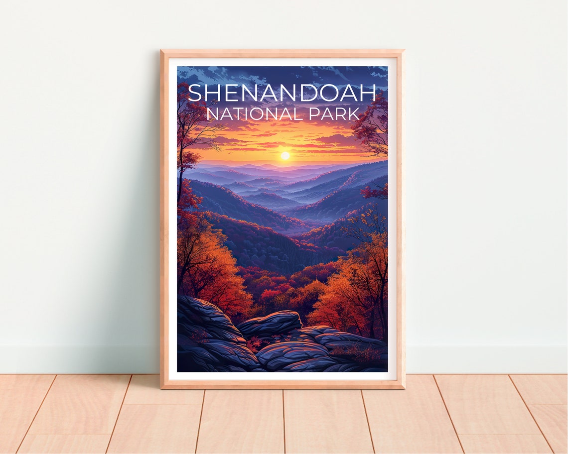 Shenandoah National Park Autumn Sunset Blue Ridge Hills Travel Poster - Image 4