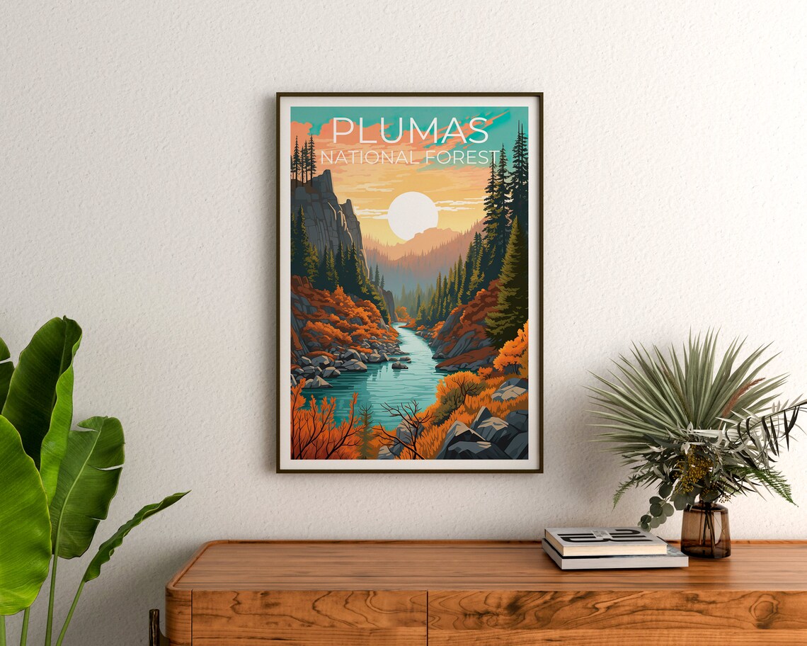 Plumas National Forest Autumn River Canyon Sunset Golden Valley Poster - Image 3