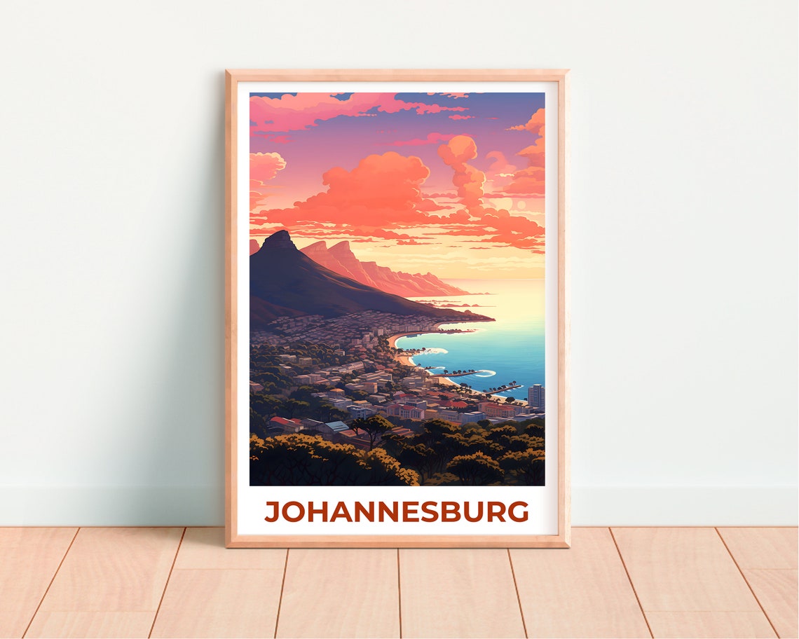Cape Town South Africa Table Mountain Bay Sunset View Travel Poster - Image 4