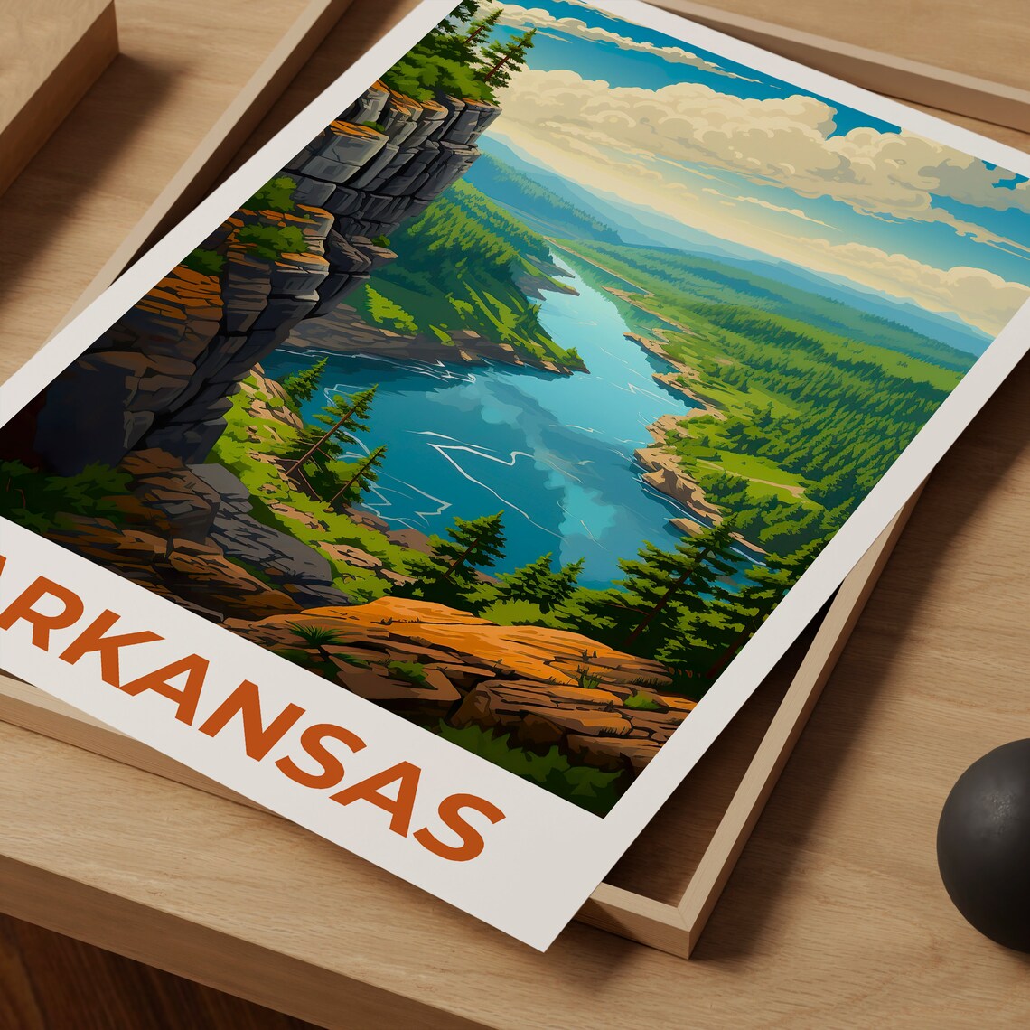 Arkansas Ozarks Forest Cliff Travel Poster Art Print - Image 4