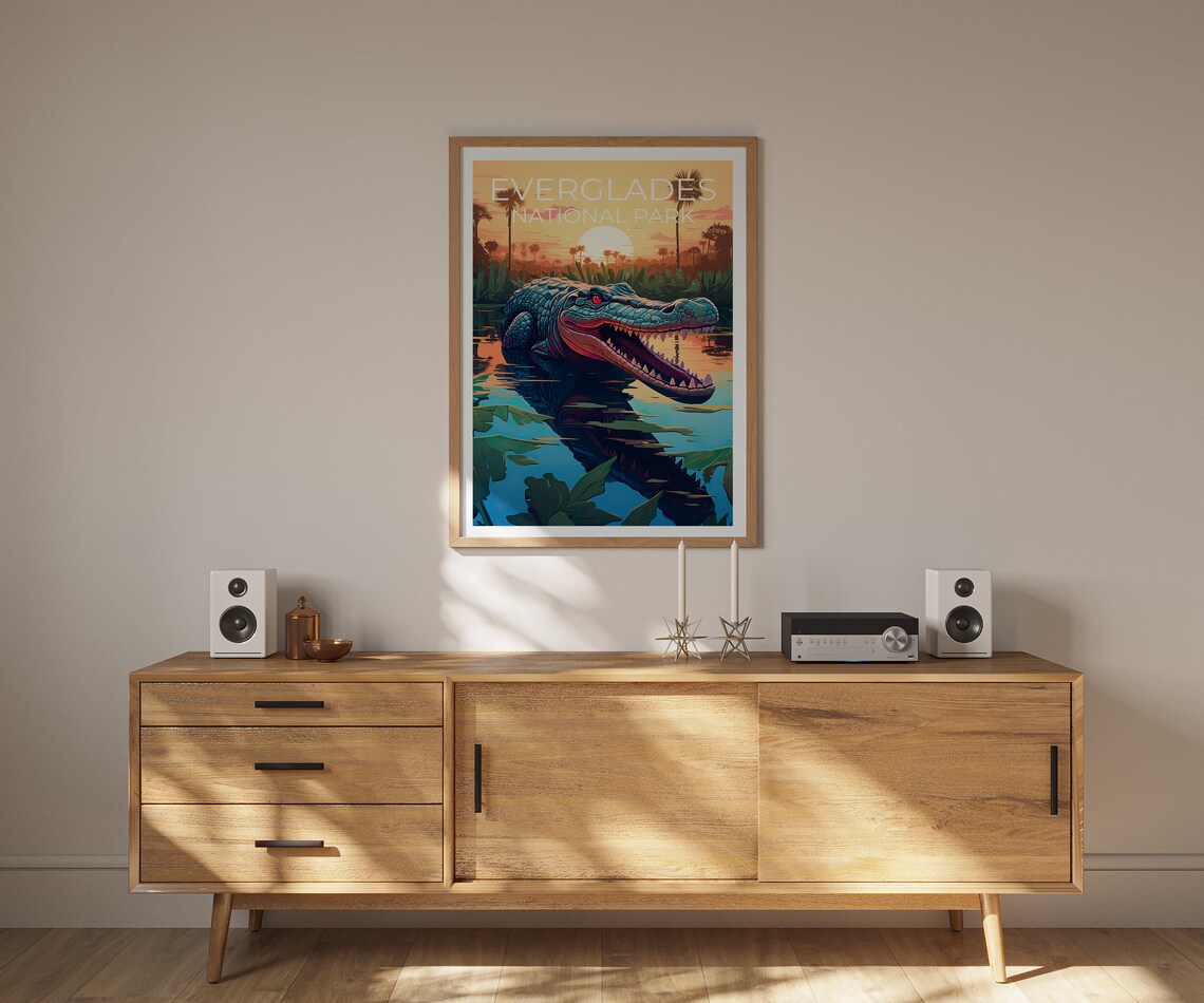 Everglades National Park Alligator Sunrise Wetlands Travel Poster - Image 2