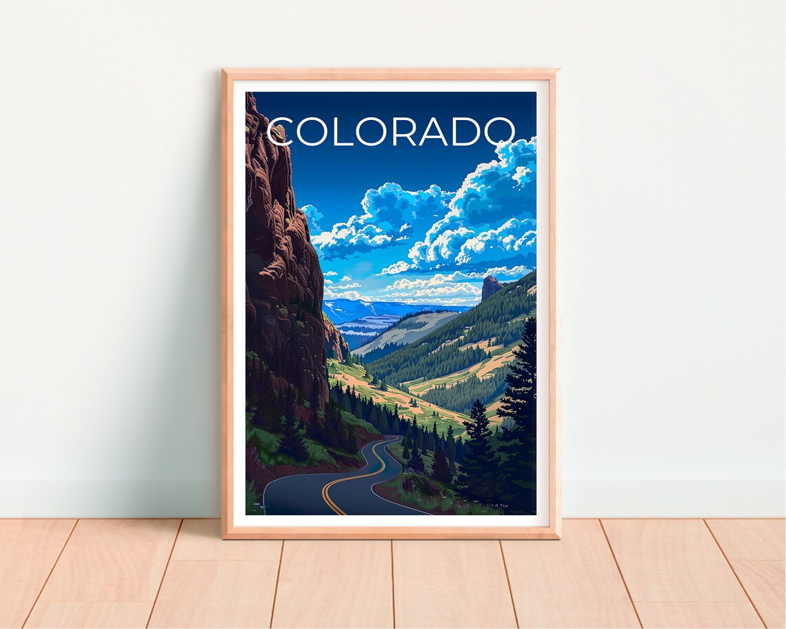 Colorado Rocky Mountain Road Red Canyon Pass Summit View Travel Poster - Image 4