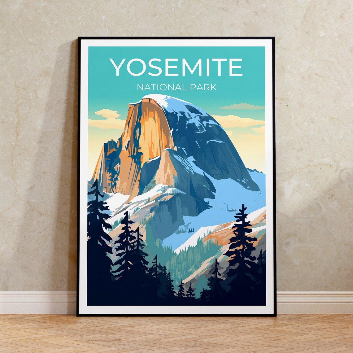 Yosemite Half Dome Travel Poster, National Park Print