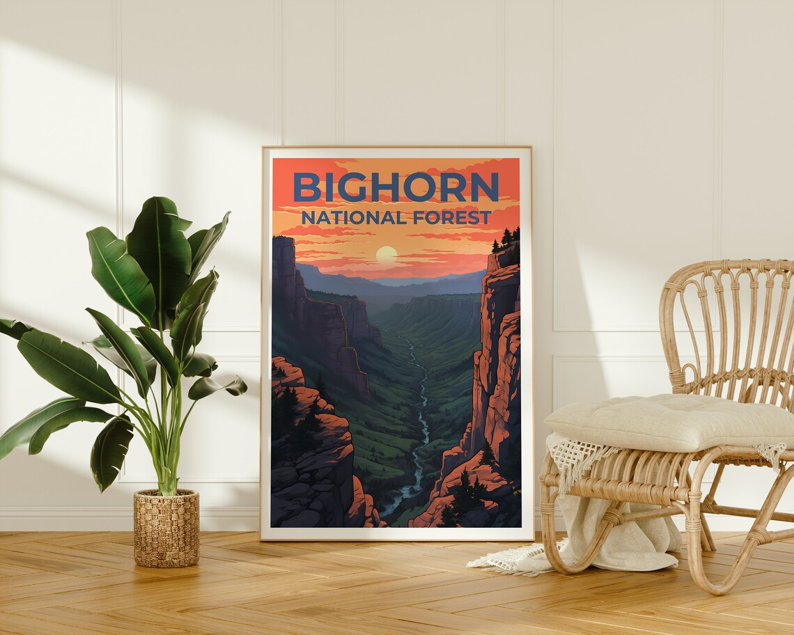 Bighorn Forest Travel Poster, Wyoming Forest Art - Image 2