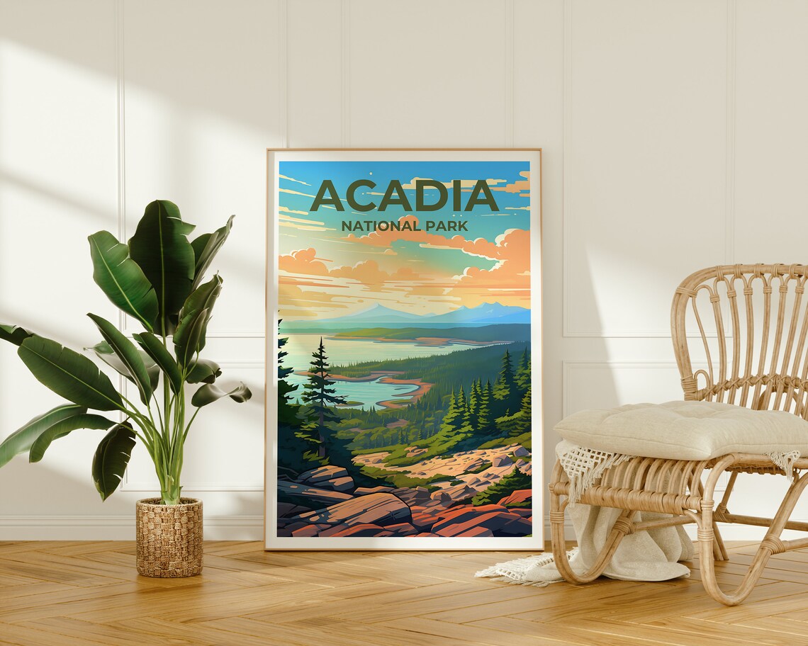 Acadia Travel Poster, Maine Forest Wall Art Print - Image 2