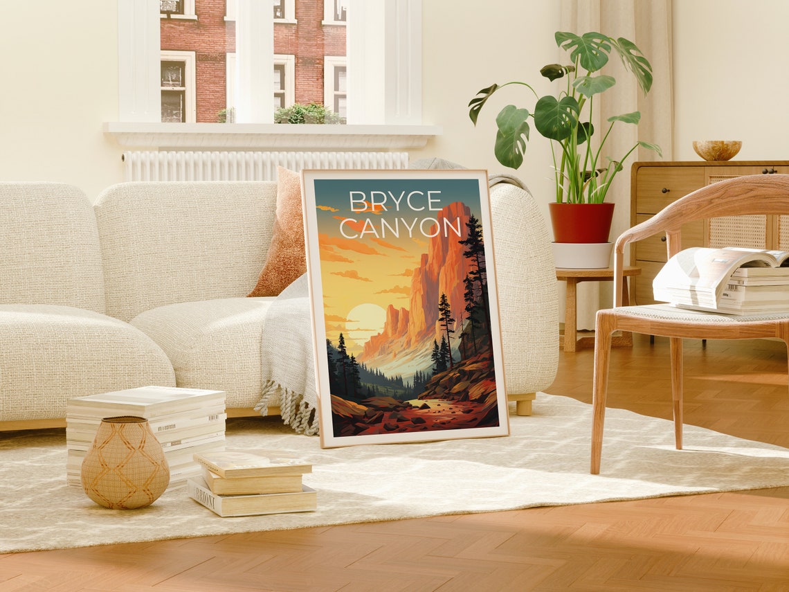 Bryce Canyon Sunrise Red Rock Hoodoos Pine Desert View Poster - Image 4
