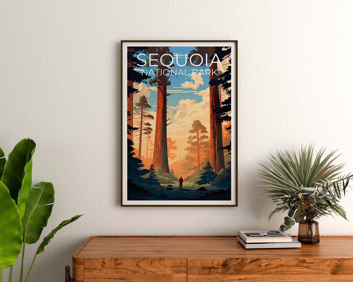 Sequoia National Park Giant Redwood Trees Hiker Forest Travel Poster - Image 2