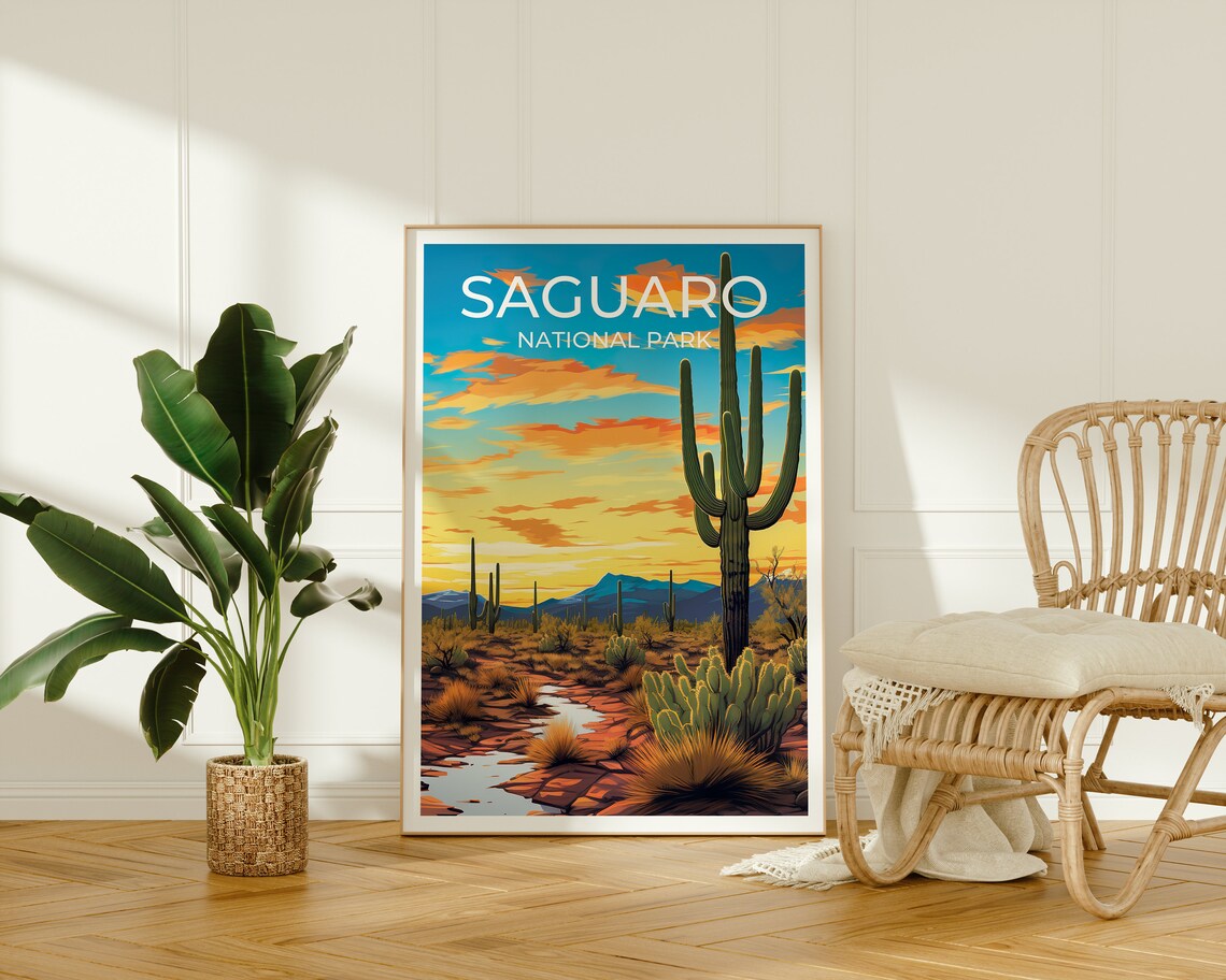 Saguaro Arizona Travel Poster, Desert Wall Art - Image 2