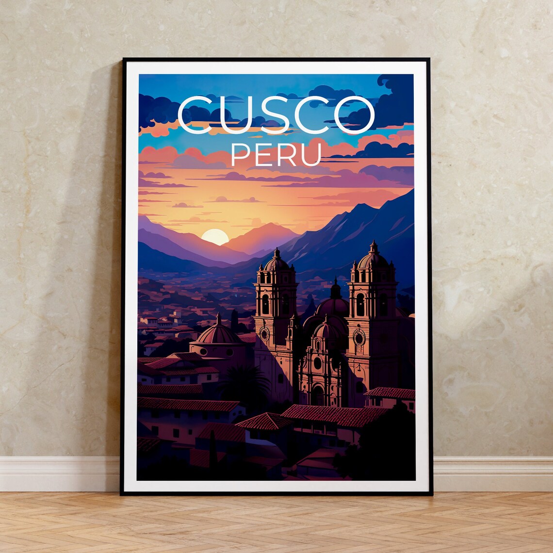 Cusco Peru Travel Poster, City Wall Art Print