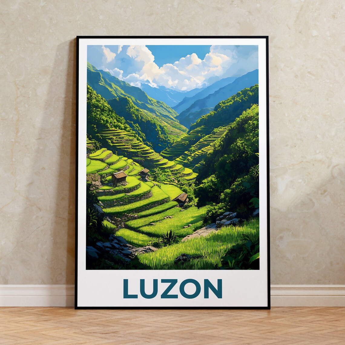Luzon Rice Fields Travel Poster Art Print, Philippines