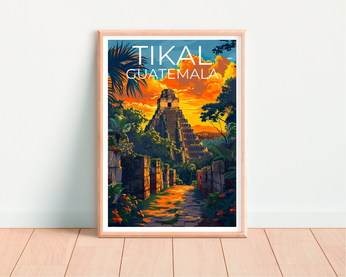 Tikal Travel Poster, Guatemala Art Print - Image 4