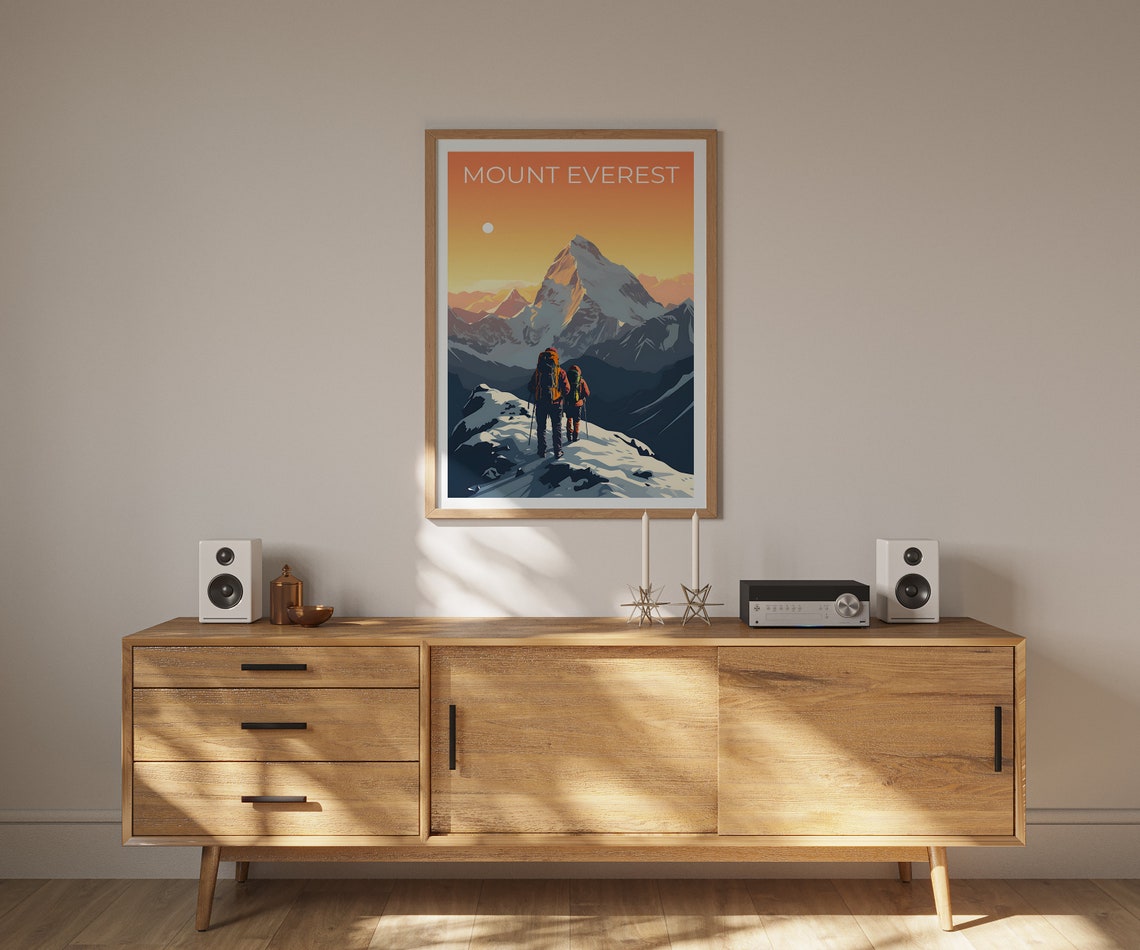Mount Everest Snowy Summit Climbers Himalayan Sunset Adventure Poster - Image 2