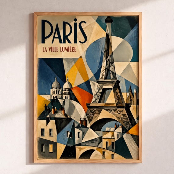 Paris Art Deco Poster Print, Eiffel Tower Travel Poster