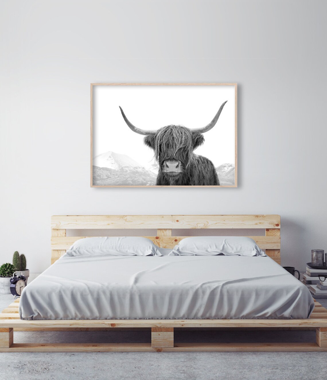 Highland Cow Black and White Art Print, Scottish Cow - Image 3