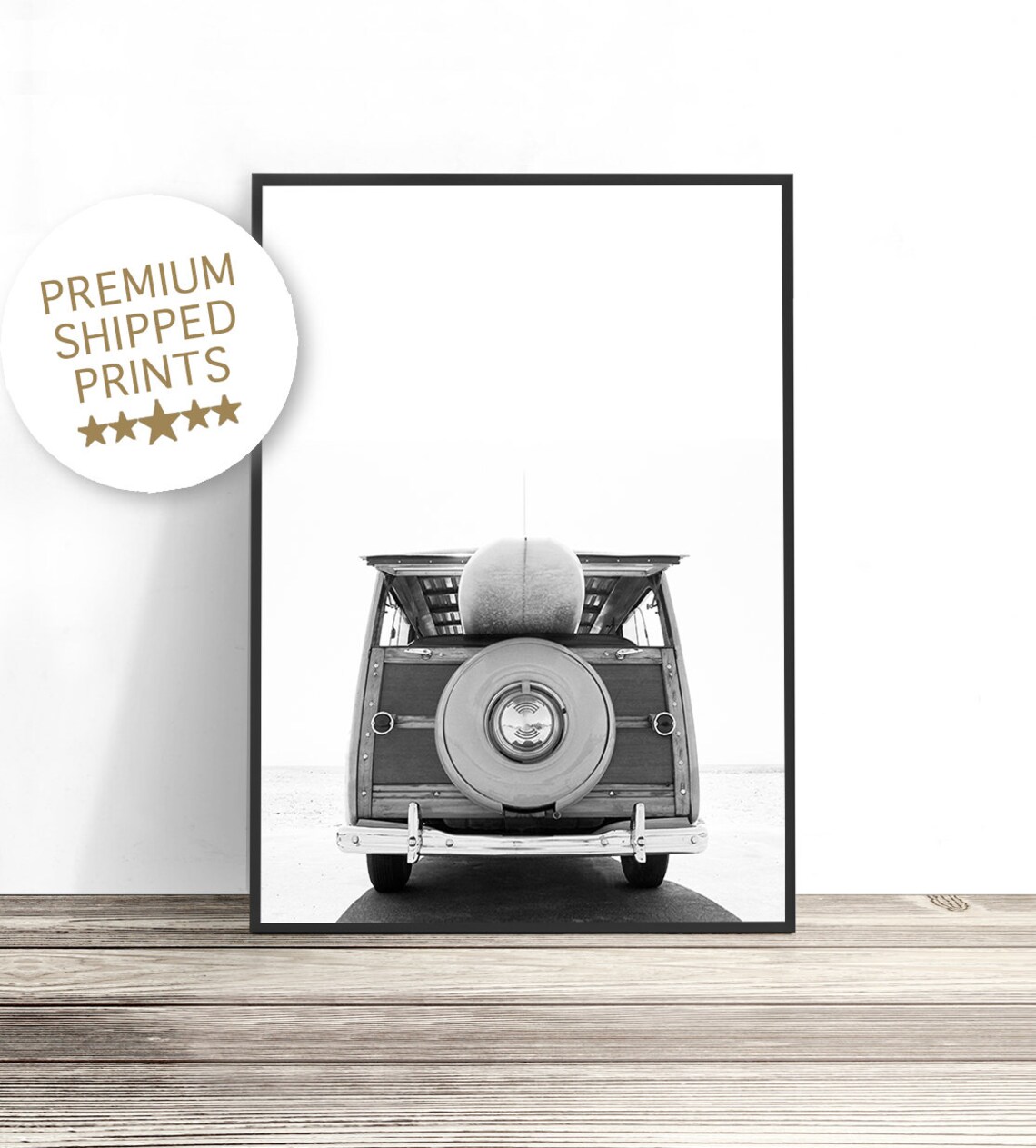 Vintage Surf Van Beach Art Print, Coastal Decor