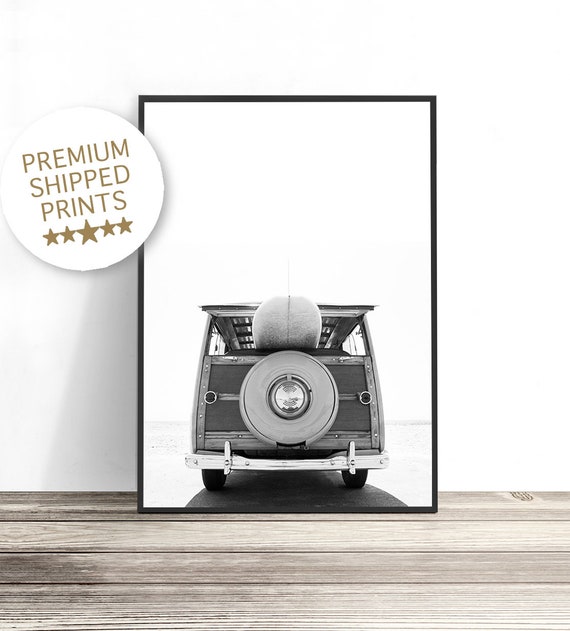 Vintage Surf Van Beach Art Print, Coastal Decor