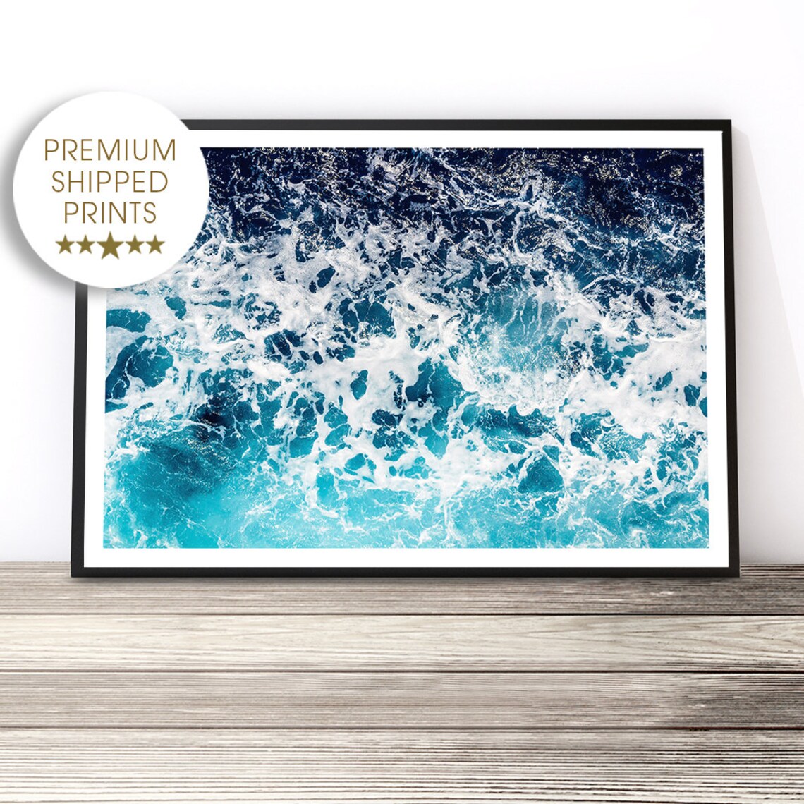 Aerial Ocean Wave Print, Coastal Surf Beach Decor