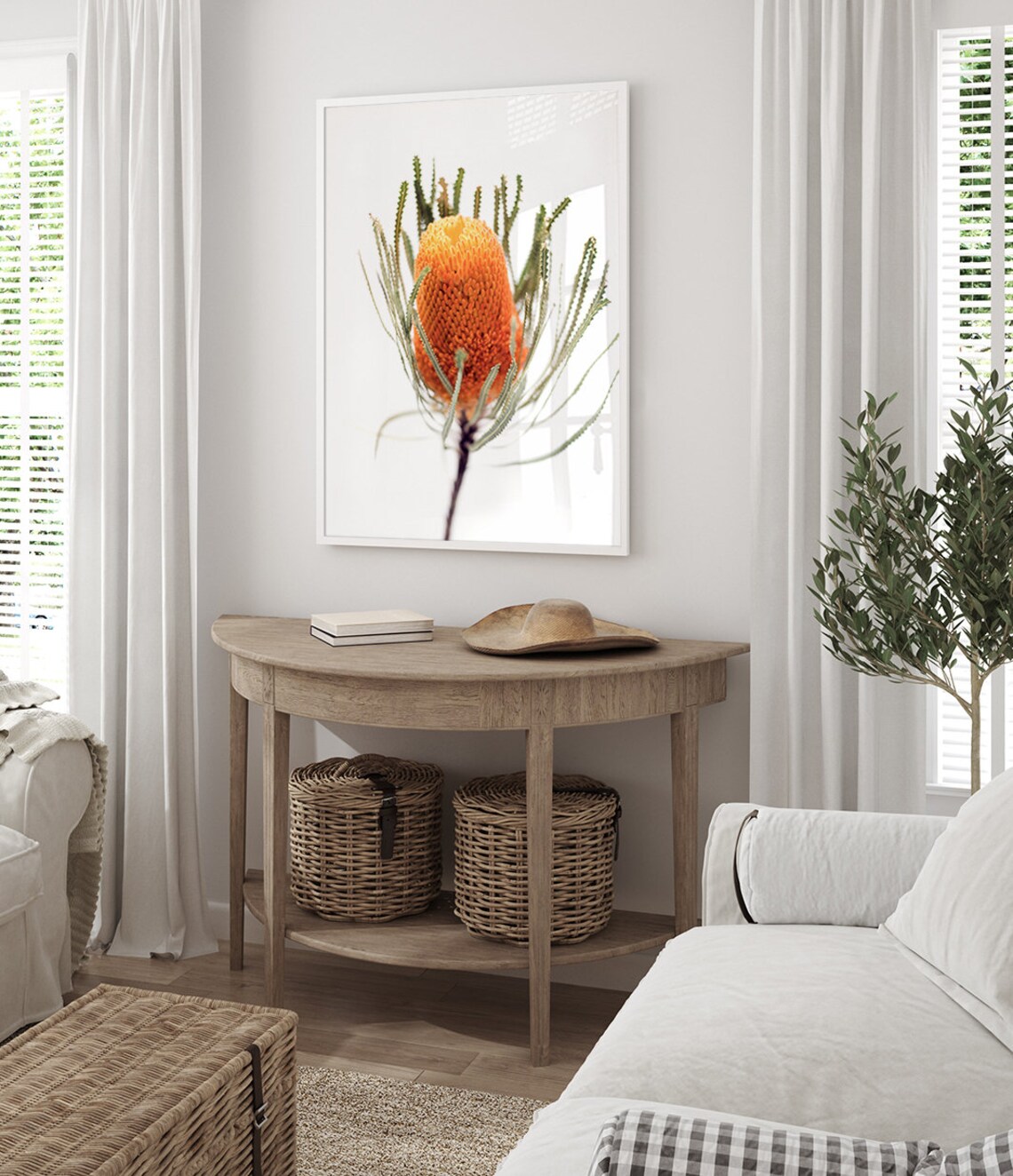 Burnt Orange Banksia Flower Native Australian Botanical Art Poster - Image 2