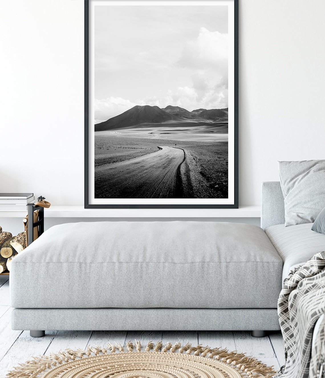 Black And White Desert Road Winding Mountains Landscape Travel Poster - Image 3