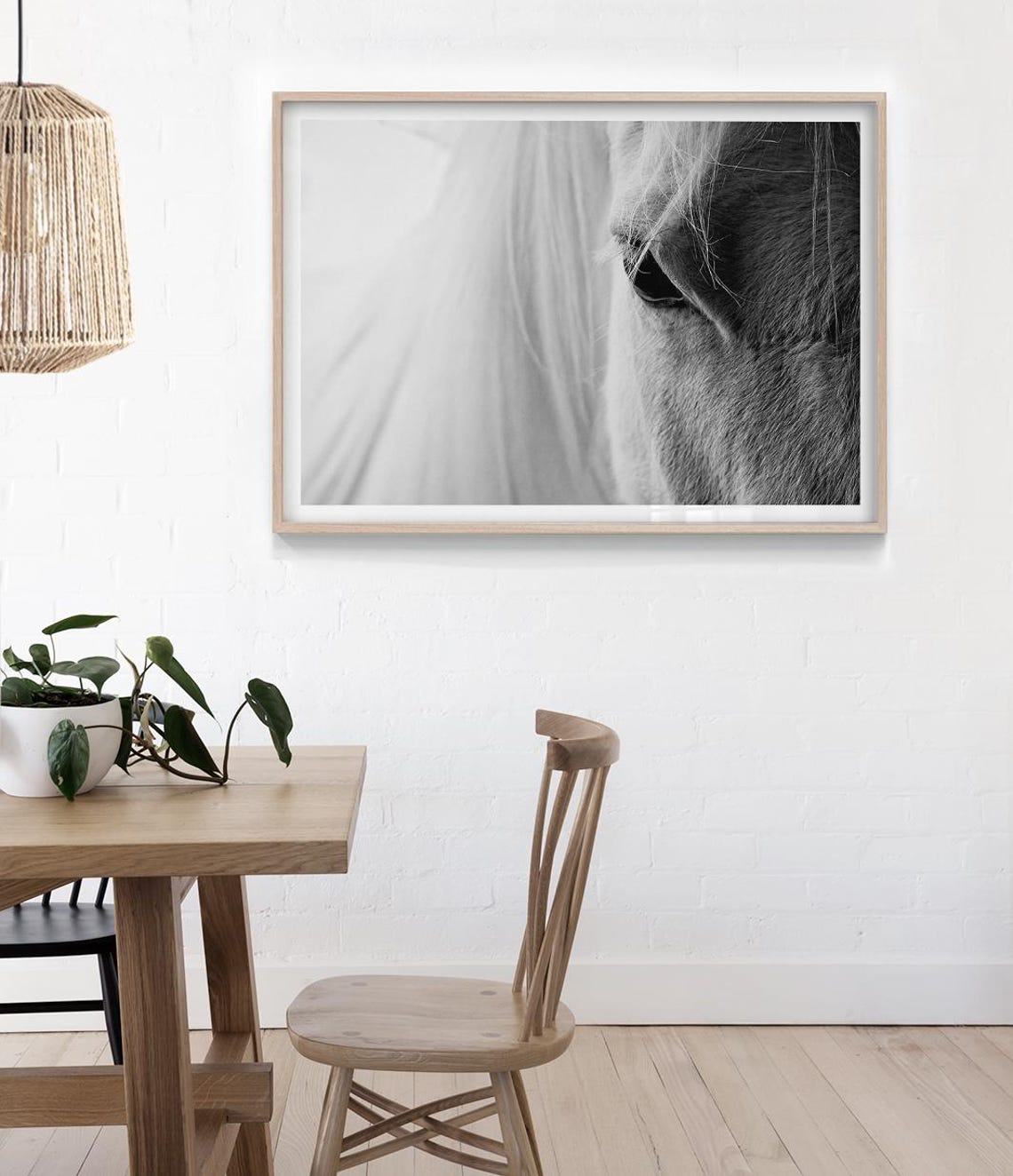 Black And White Horse Eye Close Up Dramatic Equestrian Art Poster - Image 2
